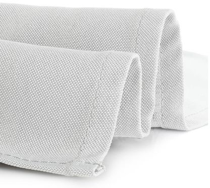 Textured white fabric on a white background